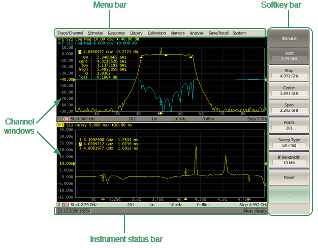 Analyzer screen layout